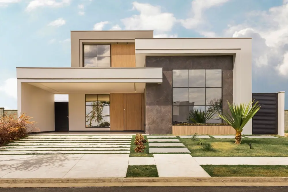 Casa moderna con jardín